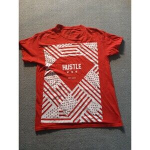 Popular Posion Red Hustle Tee Shirt Short Sleeve *tiny hole in bottom discounted